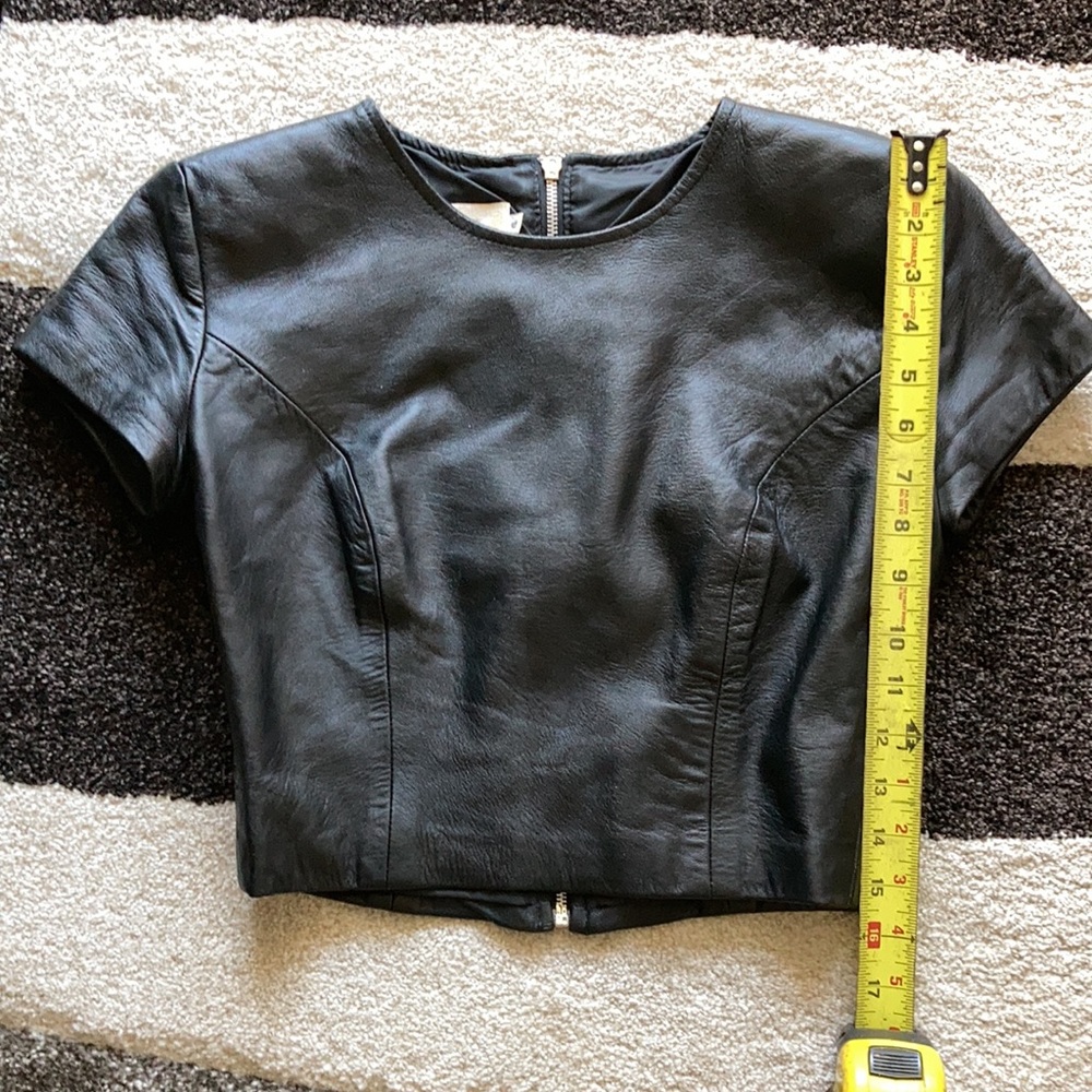 Black Cropped Leather Cache Vintage Top - Picture 3 of 5